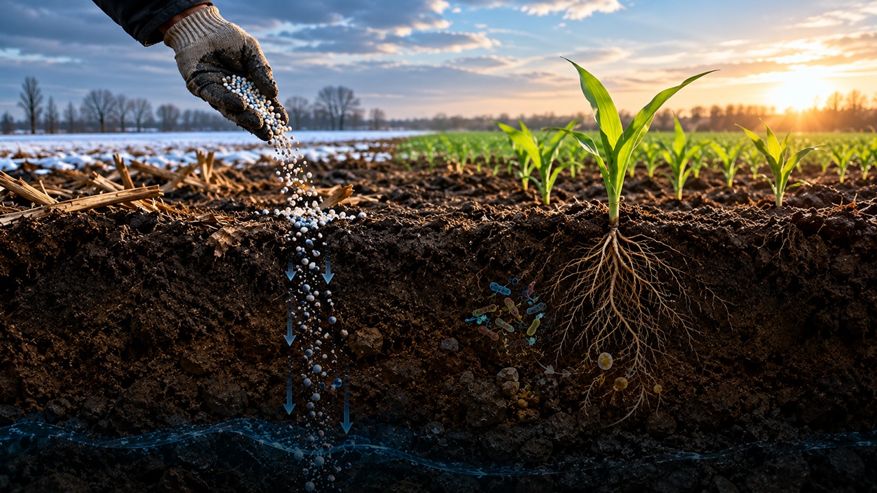 Fall fertilizer application on agricultural soil