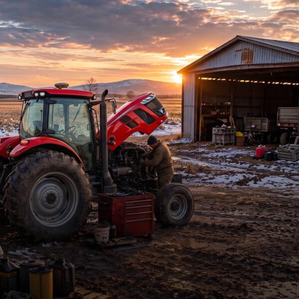 Post-harvest farm maintenance on a tractor