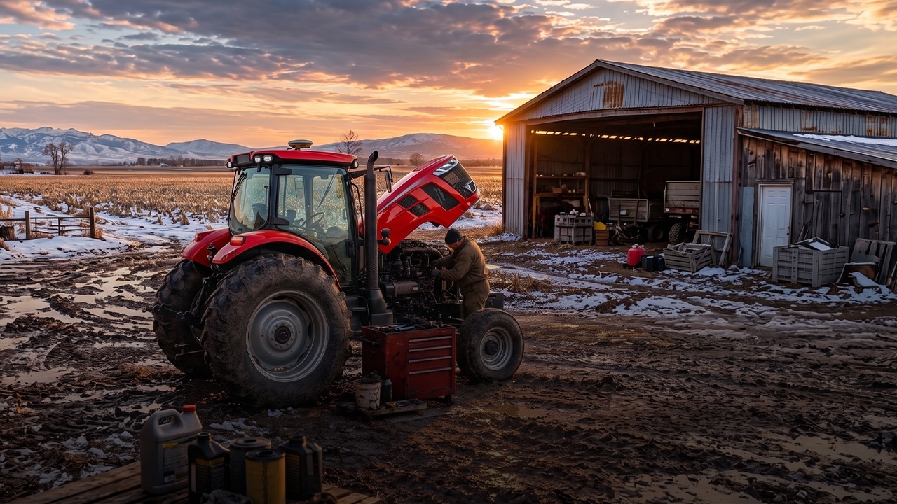 Post-harvest farm maintenance on a tractor